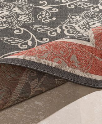 Alfresco ALF-9592 Black 8'9" Round Area Rug, Indoor/Outdoor