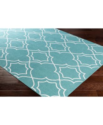 Alfresco ALF-9653 Teal 8'9" x 12'9" Area Rug, Indoor/Outdoor