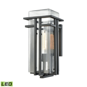 Croftwell 1 Light Outdoor Wall Sconce in Textured Matte Black with Clear Glass