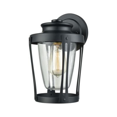 Macy's Fullerton 1 Light Outdoor Wall Sconce in Matte Black with Clear Glass