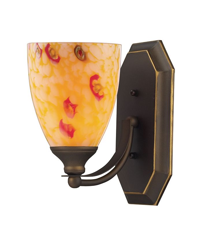 Macy's Vanity 1 Light Aged Bronze with Yellow Glass Macy's