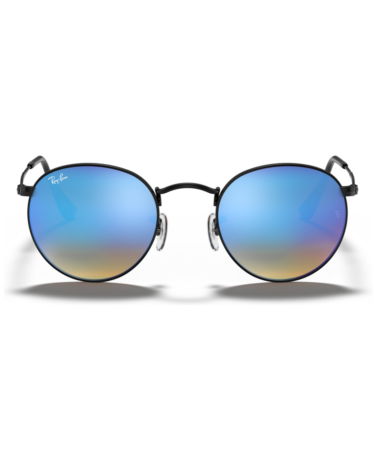 Ray Ban Sunglasses, Rb3447 Round Flash Lenses In Black,blue Gradient