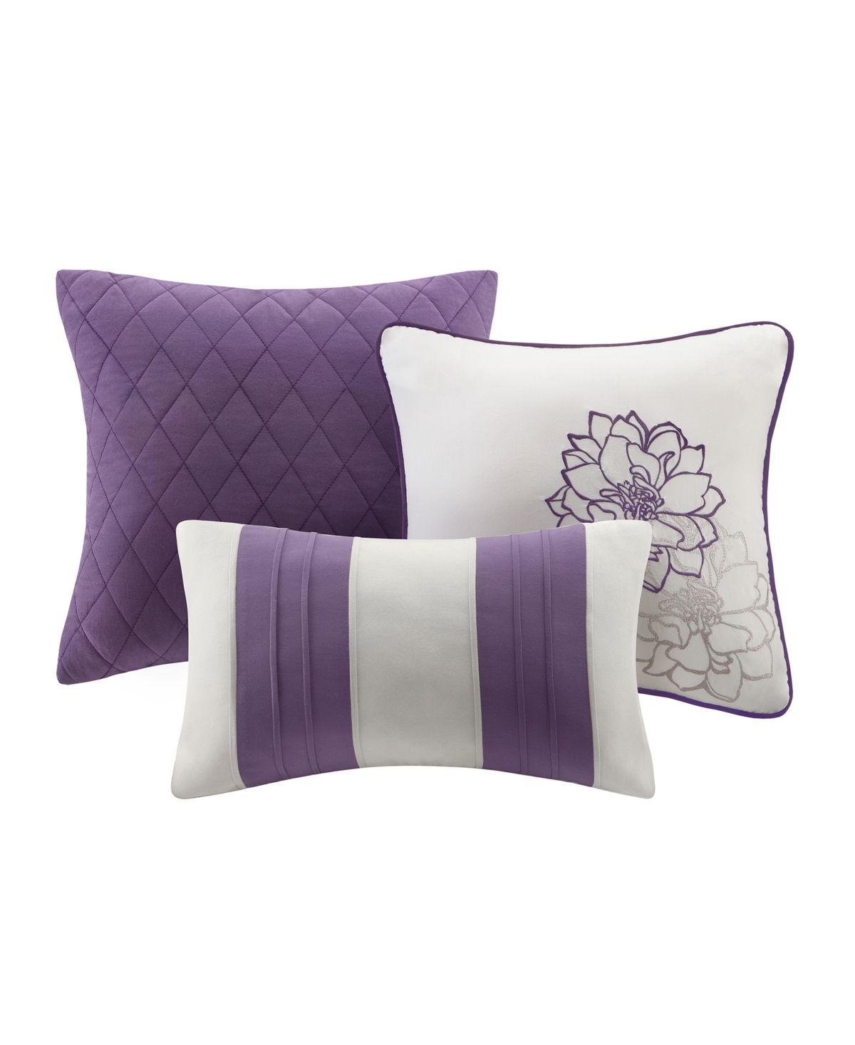 Madison Park Lola 7-pc. Comforter Set, King In Taupe Grey,purple