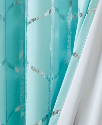 Raina Total Blackout Metallic Print Grommet Top Curtain Single Panel, 50"W x 63"L