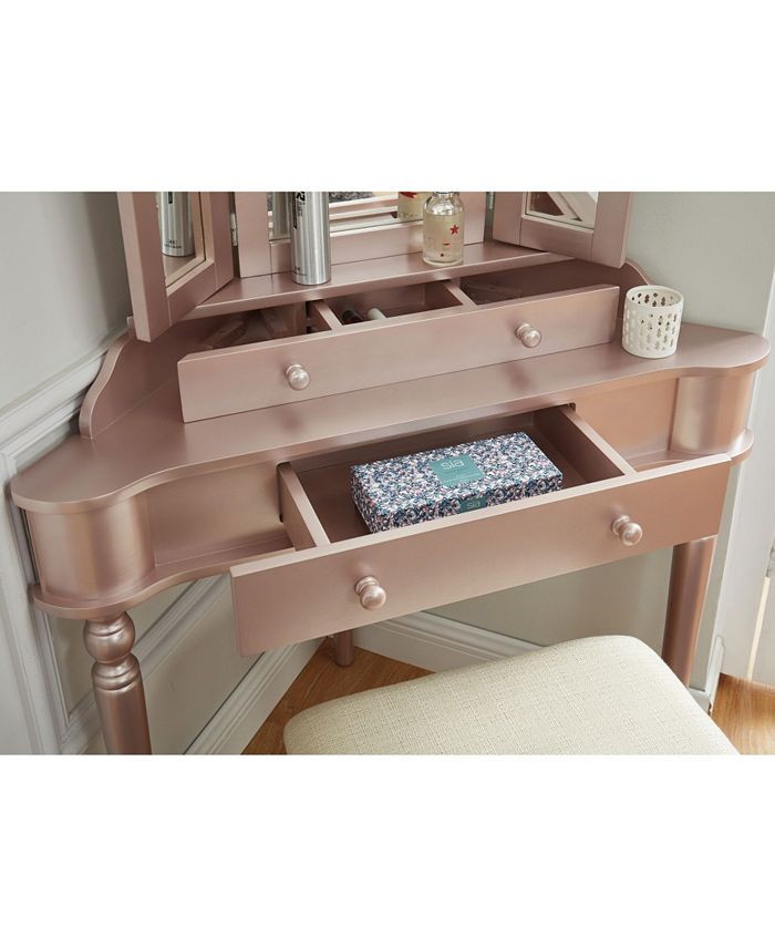 Furniture of America Cristal Rose Gold Vanity Set - Macy's