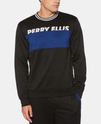 Perry Ellis - Men's Regular-Fit Moisture-Wicking Colorblocked logo Sweatshirt