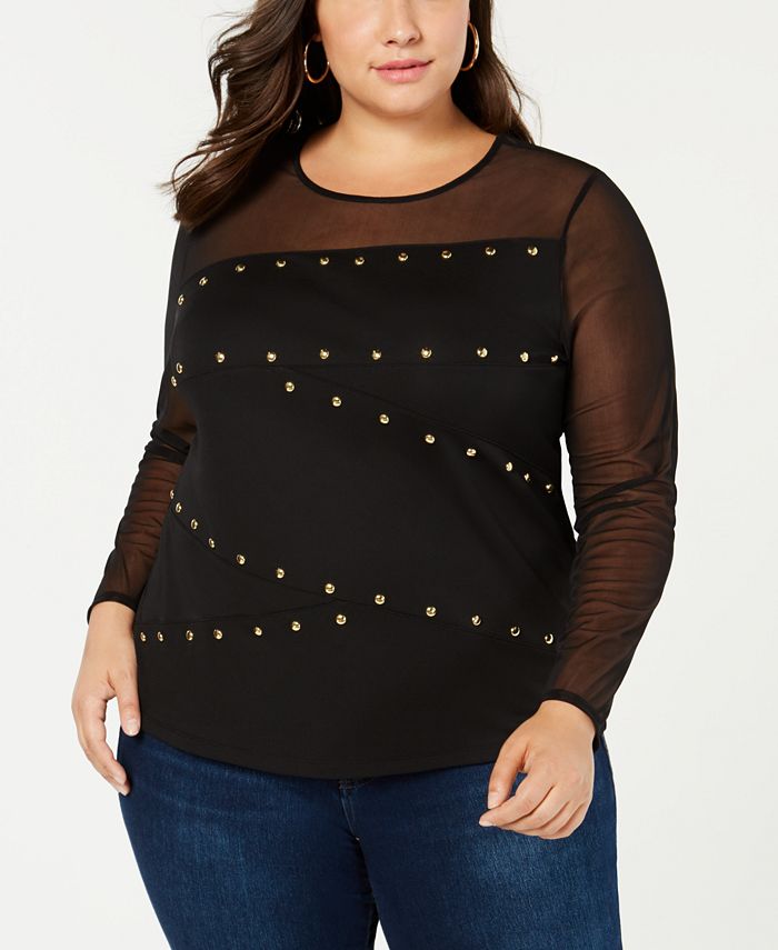 Inc International Concepts Inc Plus Size Embellished Illusion Top Created For Macys And Reviews 2485