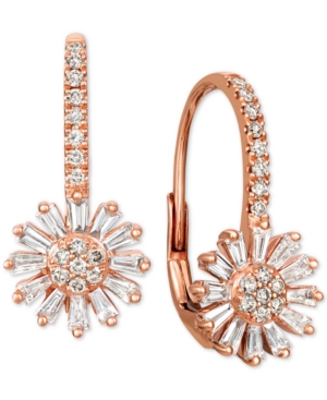 image of Le Vian Nude and Vanilla Diamond Flower Drop Earrings (7/8 ct. t.w.) in 14k Rose Gold