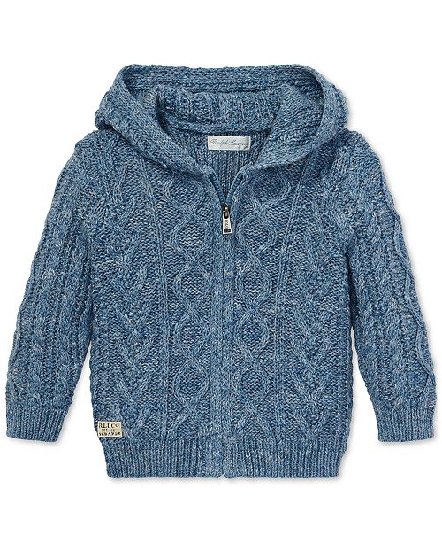 Polo Ralph Lauren Baby Boys AranKnit Cotton Hooded Sweater & Reviews
