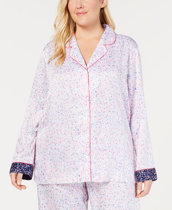 Charter Club Plus Size NotchCollar Pajama Top, Created for Macy's Macy's