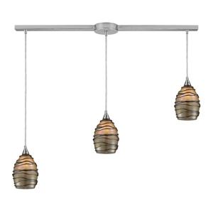 Elk Lighting Vines 3-light Linear Pendant In Satin Nickel In Silver