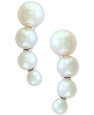 EFFY Collection - Cultured Freshwater Pearl (3mm-5-1/2mm) Ear Climbers in Sterling Silver