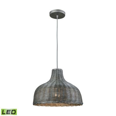 Macy's Pleasant Fields 1 Light Pendant with Graphite Hardware and Gray Wicker Shade