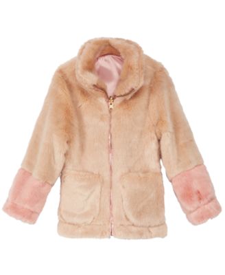 Jessica Simpson - Toddler Girls Colorblocked Reversible Faux-Fur Jacket