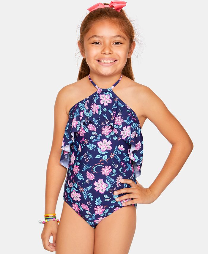 Summer Crush Big Girls 1-Pc. Floral-Print Flounce Swimsuit & Reviews ...