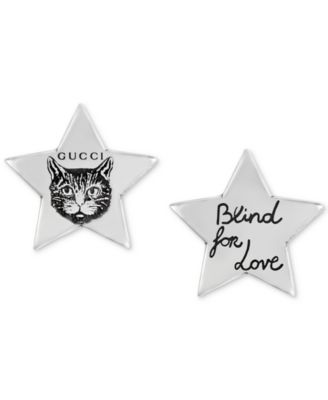 gucci blind for love cat earrings