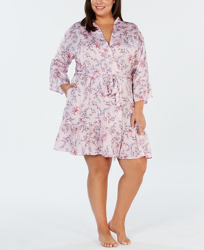 INC International Concepts INC Plus Size Satin Printed Flounce Wrap ...