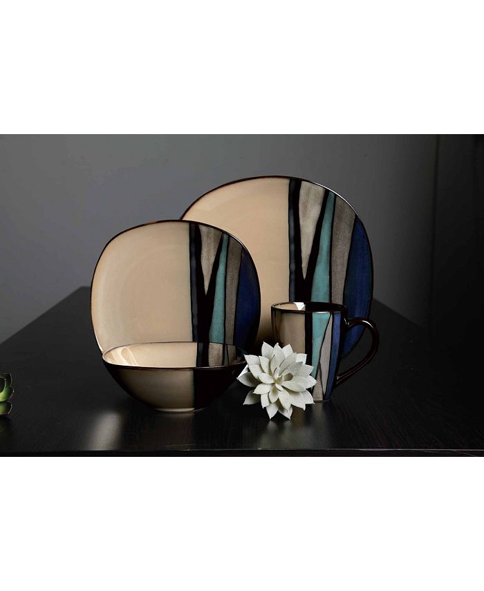 Gibson Althea Teal 16Pc. Dinnerware Set Macy's