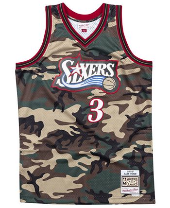NBA MITCHELL AND & NESS ALLEN IVERSON BASKETBALL JERSEY CAMOUFLAGE SIXERS