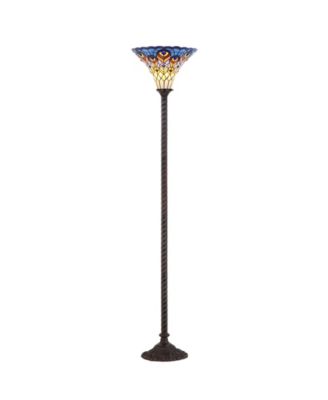 Peacock Tiffany Torchiere Led Floor Lamp