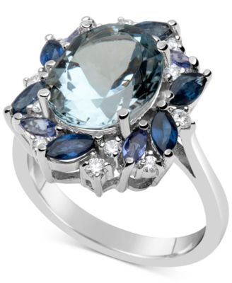 Macy's - Multi-Gemstone (5-9/10 ct. t.w.) & Diamond (1/5 ct. t.w.) Ring in 14k White Gold