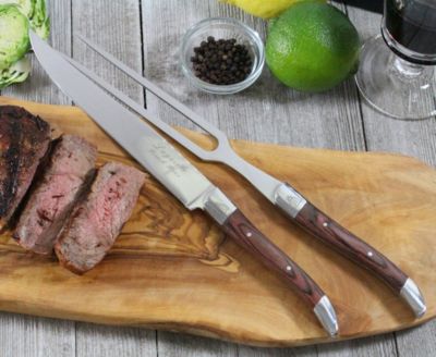 Laguiole Pakkawood Carving Knife and Fork Set.