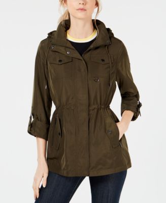 Michael Kors Hooded Cinch-Waist Anorak Jacket - Macy's