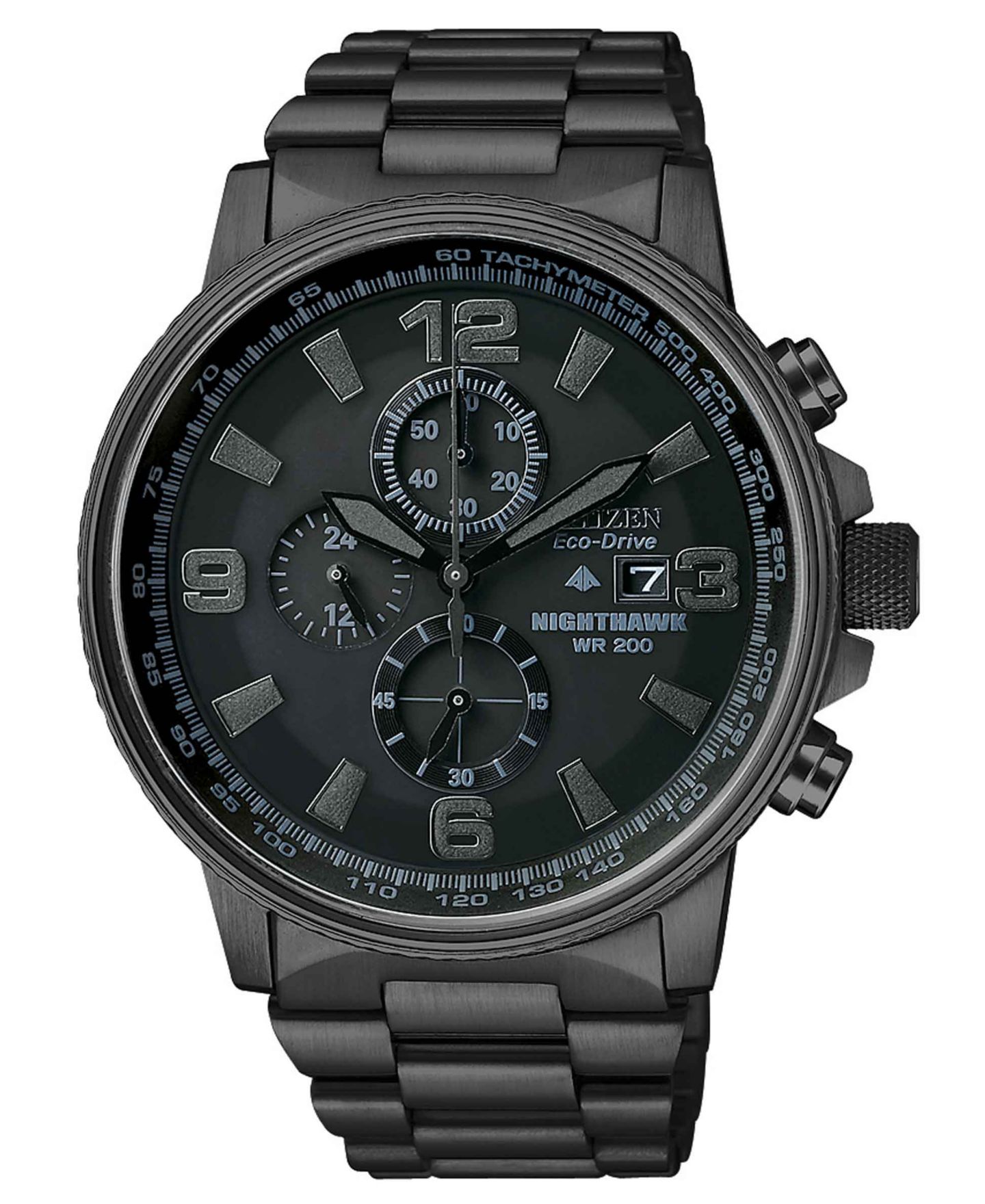Мужские часы Citizen Chronograph Eco-Drive Nighthawk Black Ion Plated Stainless Steel Bracelet Watch 43mm CA0295-58E — фото 1
