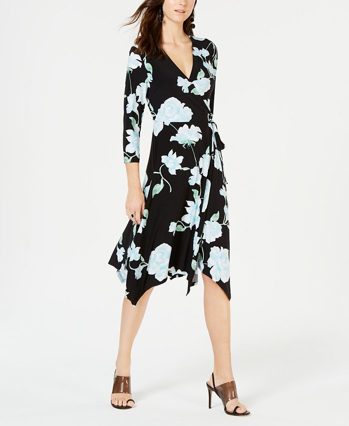 INC International Concepts I.N.C. Petite Floral Wrap Dress, Created for