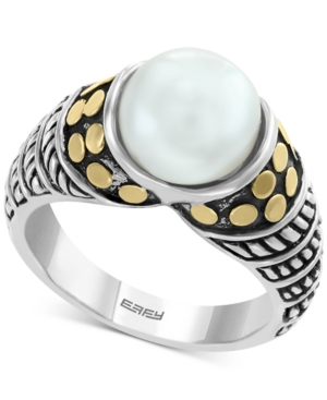 image of Effy Cultured Freshwater Pearl (9mm) Ring in Sterling Silver & 18k Gold Over Silver