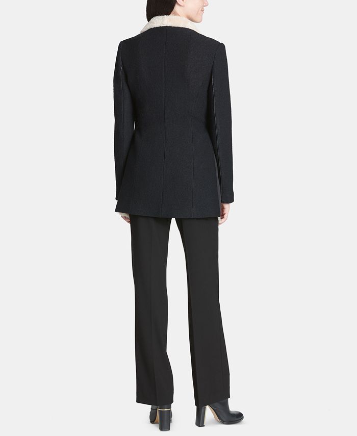 Calvin Klein Open-Front Jacket With Faux-Fur Trim - Macy's