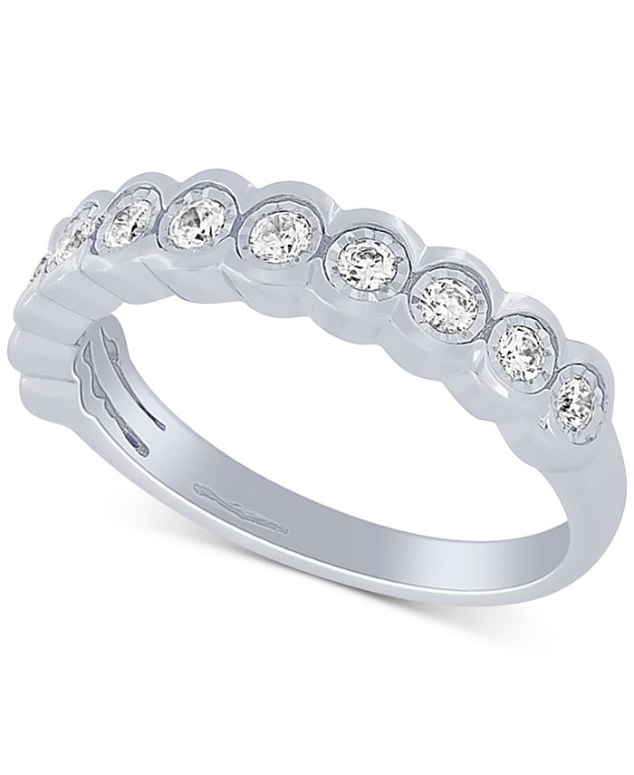 Macy's - Diamond Scalloped Band (1/5 ct. t.w.) in 10k White Gold