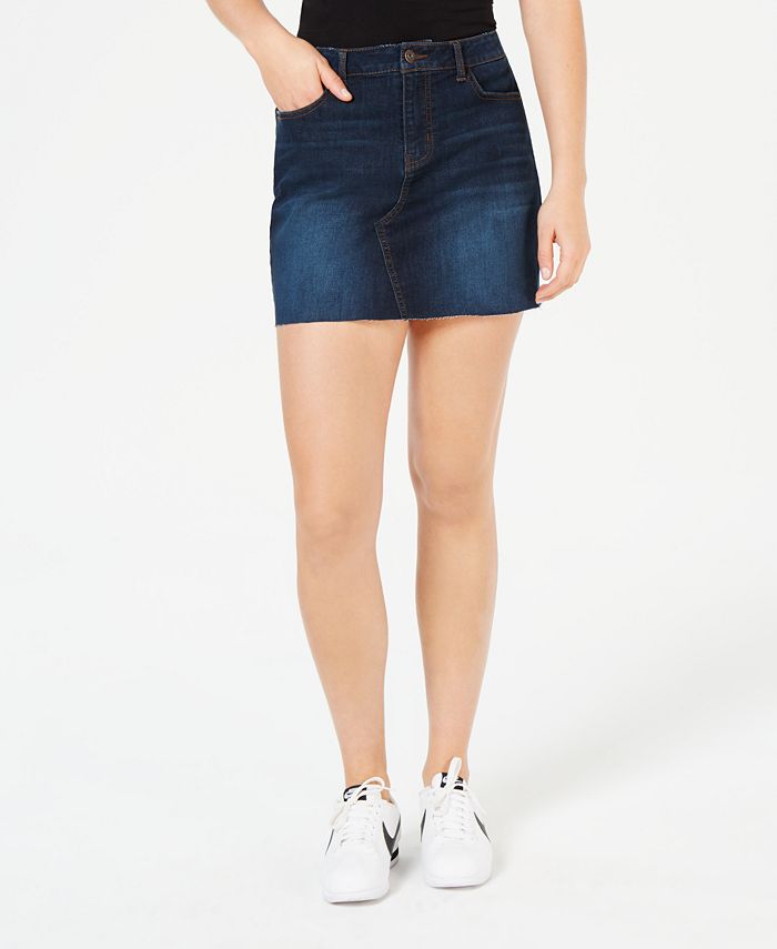 Vanilla Star Juniors' Ripped Denim Mini Skirt - Macy's