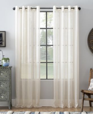 Slub Textured Linen Blend Grommet Top Curtain