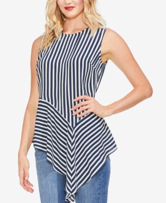 Vince Camuto Striped Asymmetrical Top - Macy's