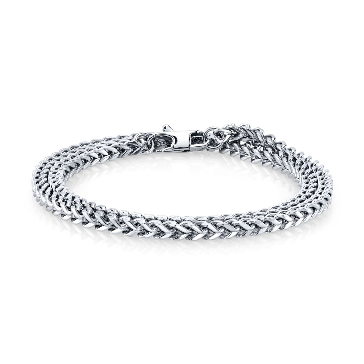 Stainless Steel Franco Chain Bracelet, 8.5" Length - Silver