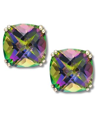 Macy's - 14k Gold Earrings, Cushion Cut Mystic Topaz Stud Earrings (9-1/2 ct. t.w.)