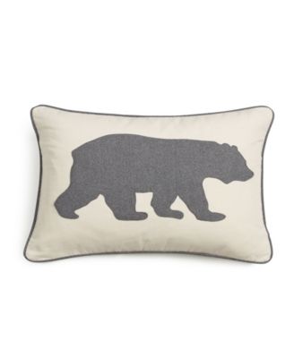 Bear Applique Grey Felt Decorative Pillow, 16" x 20"