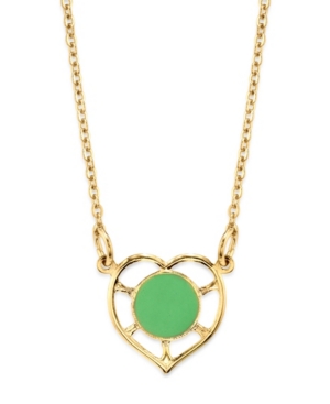 image of 2028 14K Gold Dipped Heart With Round Circle Light Blue Enamel Necklace 16