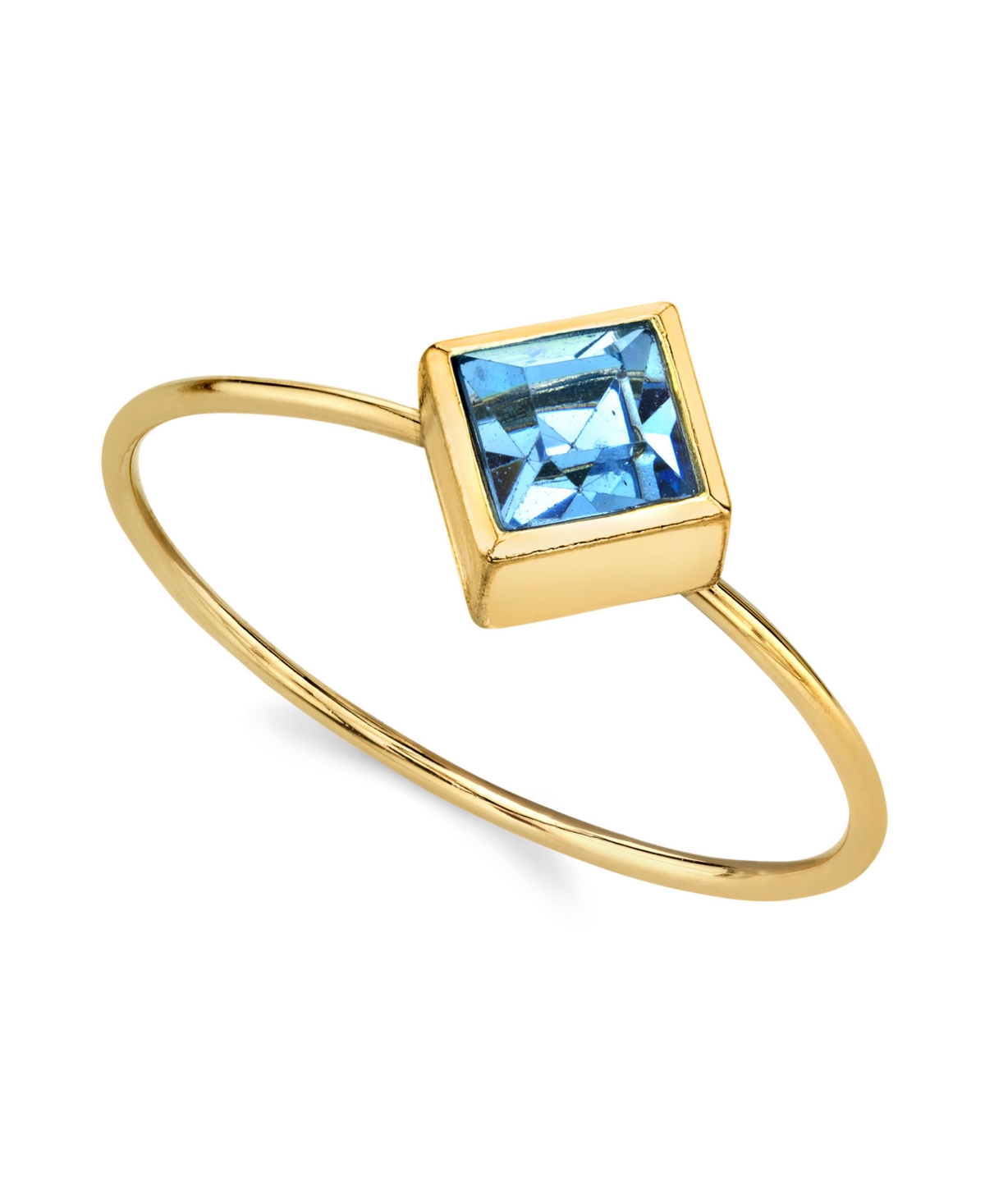 2028 14k Gold Dipped Diamond Shaped Crystal Ring In Blue