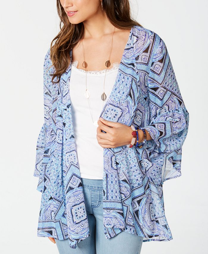 Style & Co Printed Chiffon Kimono Cardigan, Created for Macy's - Macy's
