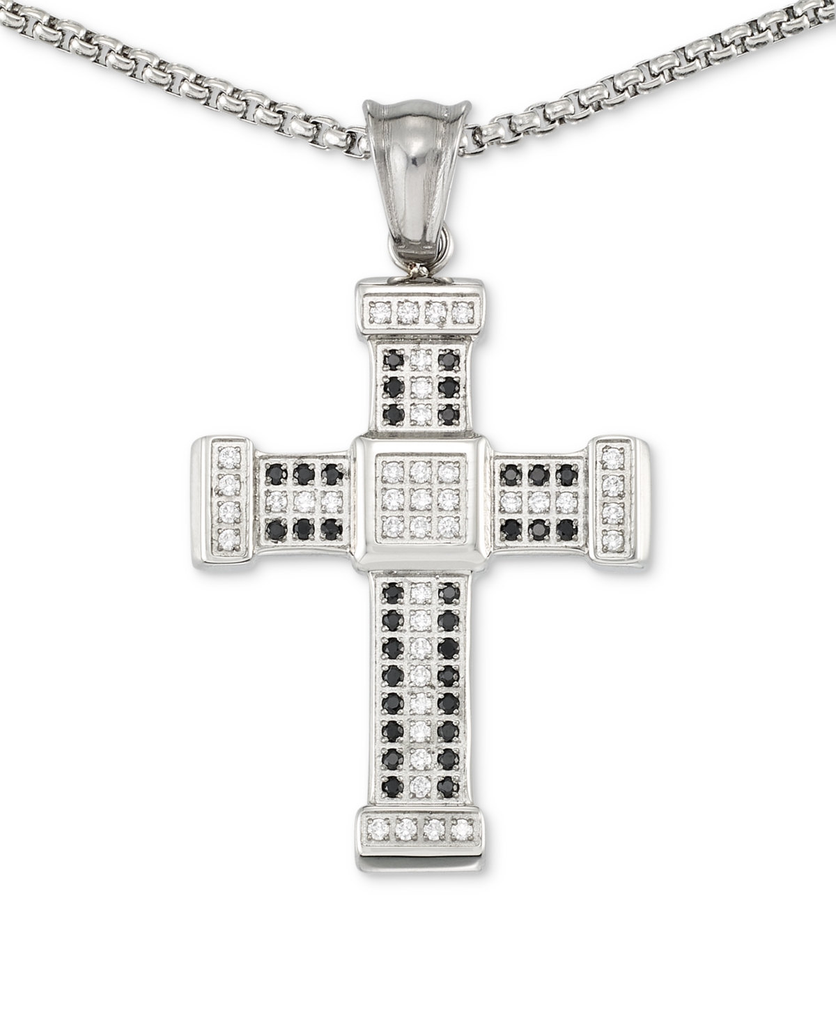 Smith Men's Crystal Cross 24" Pendant Necklace in Stainless Steel - Stainless Steel