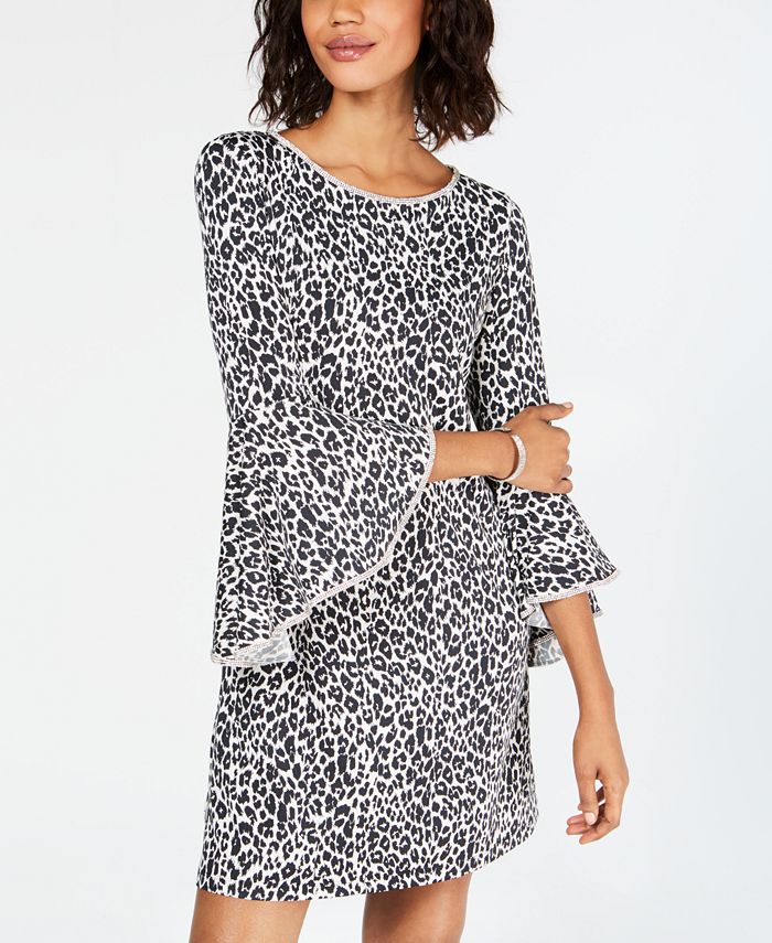 MSK AnimalPrint BellSleeve Shift Dress Macy's