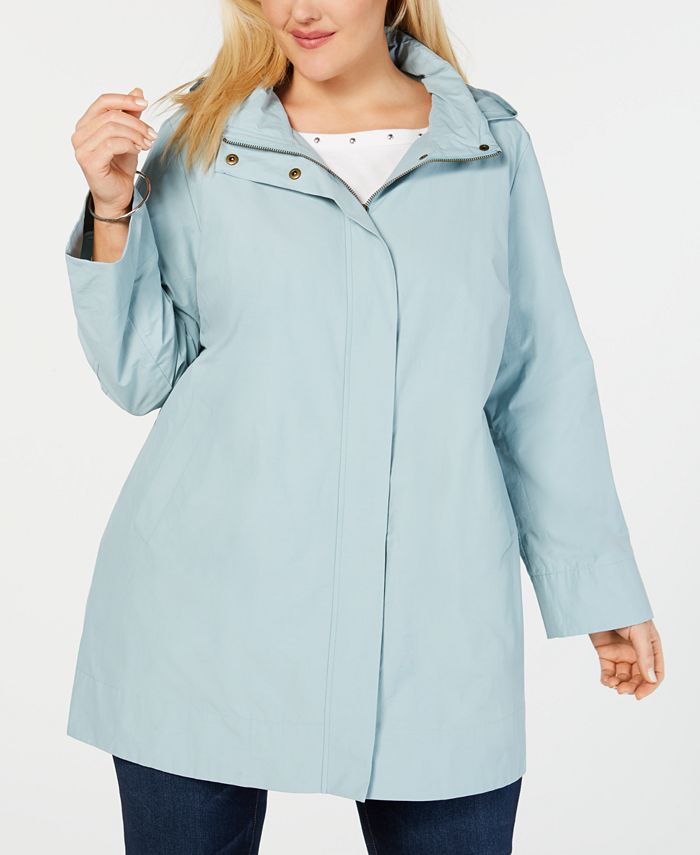 Eileen Fisher Plus Size Organic Cotton Nylon Stand-Collar Jacket - Macy's