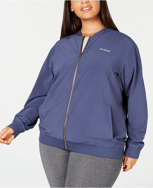 Columbia Plus Size Casual Full Zip Water Repellent Bomber Jacket