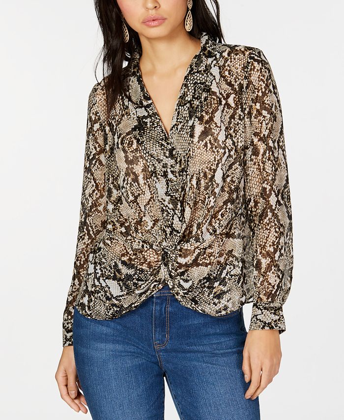 INC International Concepts I.N.C. Petite Twisted Snake-Embossed Top ...