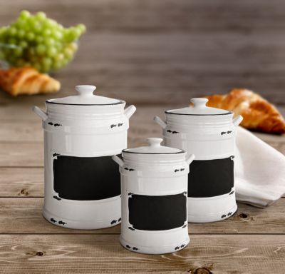 Jay Imports Vintage Black Canister, Set of 3