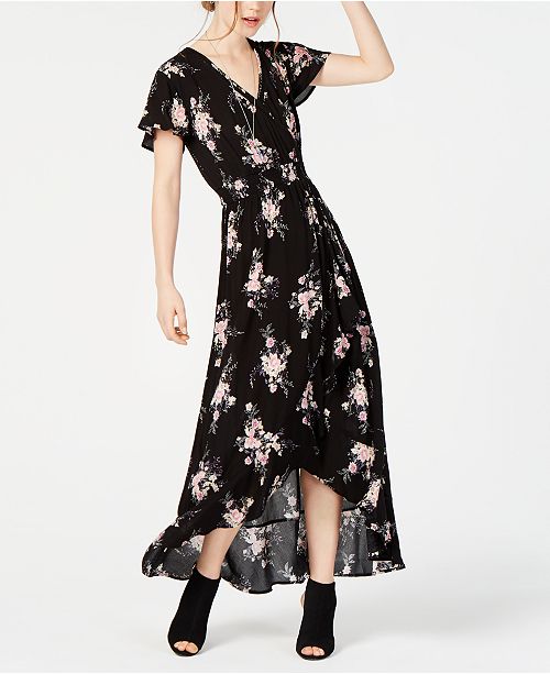 American Rag Juniors Printed Faux Wrap Maxi Dress Created For