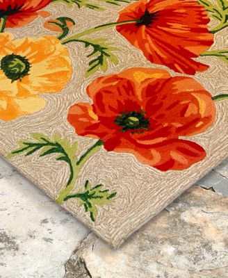 Ravella 2272 Icelandic Poppies Ivory/Cream 3'6" x 5'6" Indoor/Outdoor Area Rug