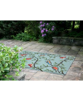 Ravella 2270 Birds On Branches Blue 3'6" x 5'6" Indoor/Outdoor Area Rug